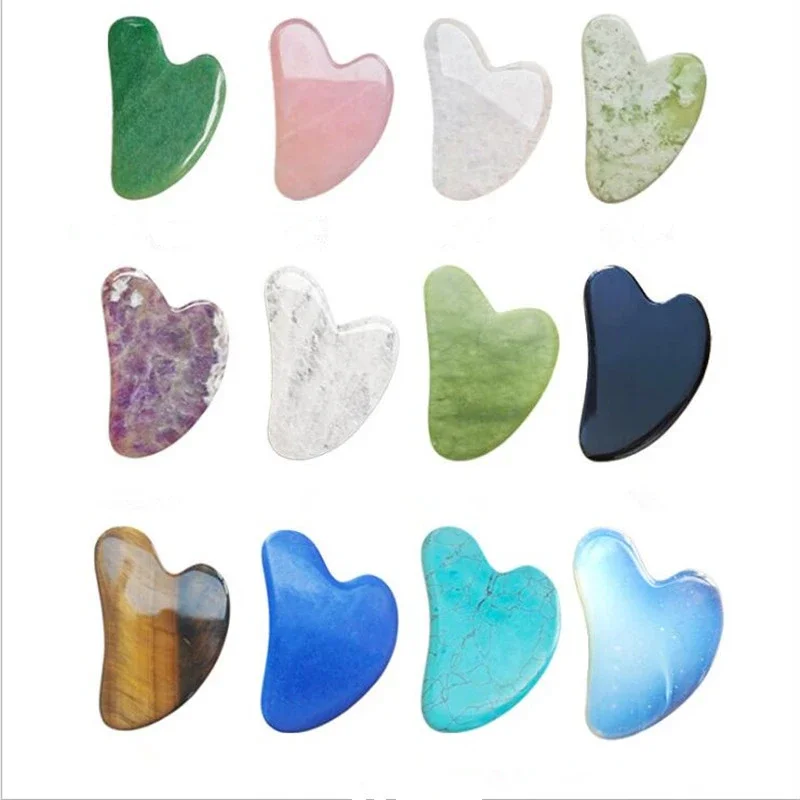 Rolo de jade verde natural, massagem facial, placa gua sha, pedra de cristal, massageador de jade, corpo, raspagem facial, acupuntura, lifting facial