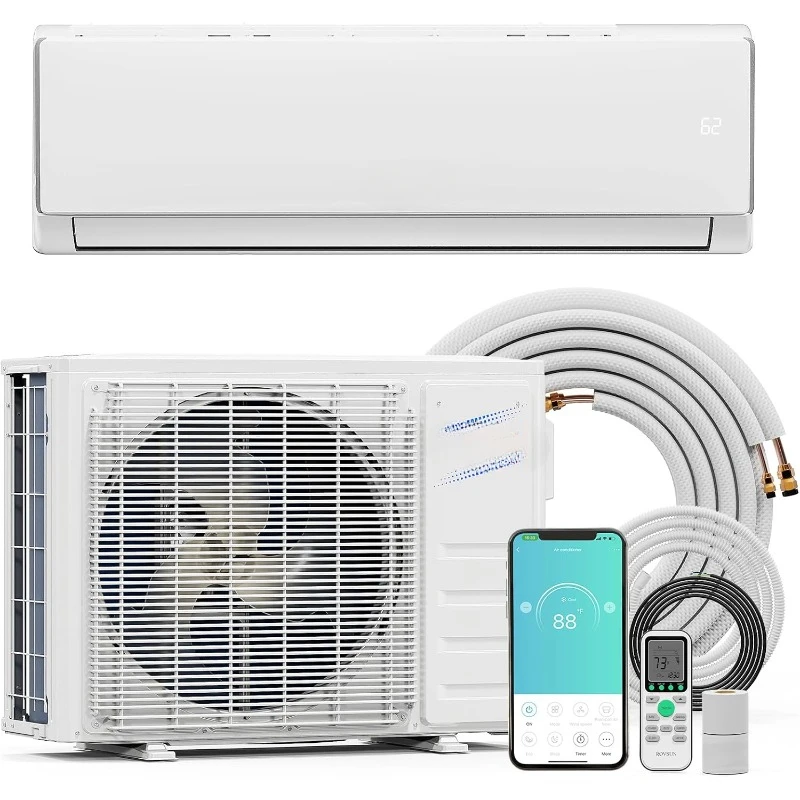11000 BTU Wifi Enabled Mini Split Air Conditioner & Heater, 17 SEER2 230V Inverter Ductless Wall AC Unit