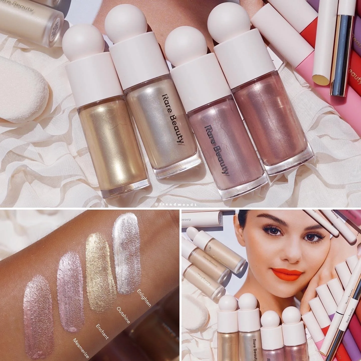 Luminizador líquido de luz positiva de belleza rara, resaltador, contorno líquido, colorete, maquillaje, brillo facial, lápiz labial muy más ligero