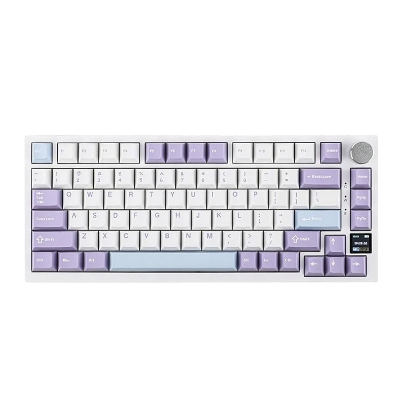 AJAZZ AK820 75% lay-out Bedraad mechanisch gamingtoetsenbord met volumeknop, Zuidgericht LED, PBT Keycaps, Programmeerbare RGB