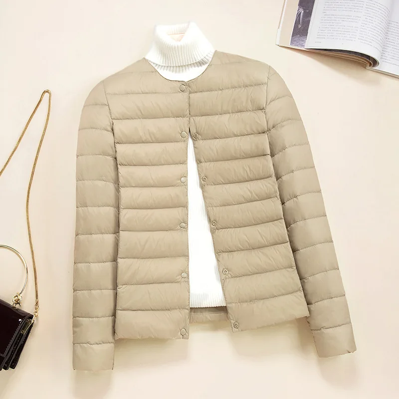 Casacos de forro embaláveis ultra leves para mulheres, coreano slim fit, o-pescoço, casaco feminino curto acolchoado puffer, decote em v, 2021