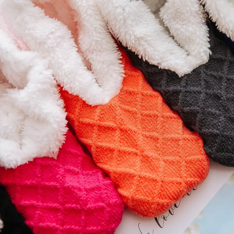 Clearance_Calcetines gruesos cálidos de invierno para mujer, antideslizantes, alfombra para el suelo del hogar, calcetines peludos, lana de cordero, terciopelo, colores sólidos, calcetines para dormir en interiores