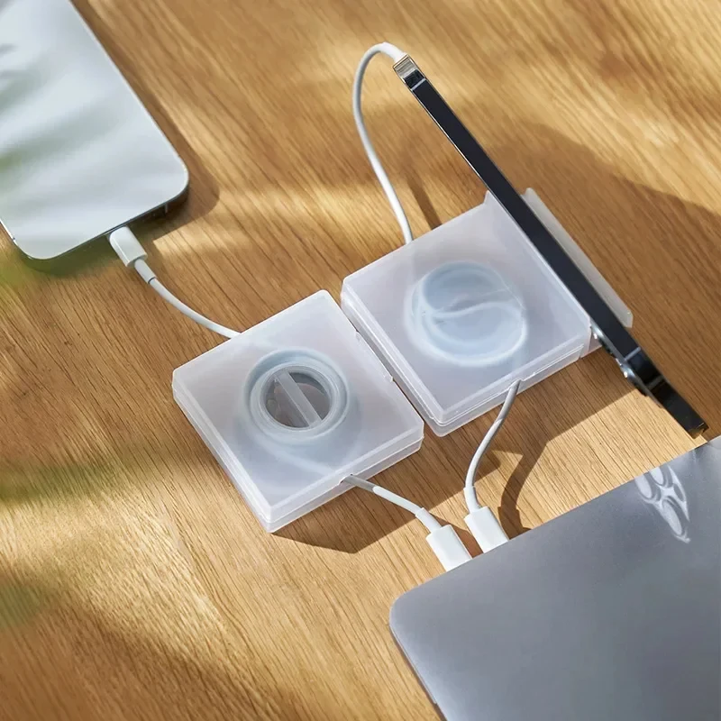 Tragbarer transparenter Kabel-Organizer, Kabelmanagement, USB-Kabelwickler, einziehbarer Telefonhalter, Ladegerät, Draht, Aufbewahrungsschutz