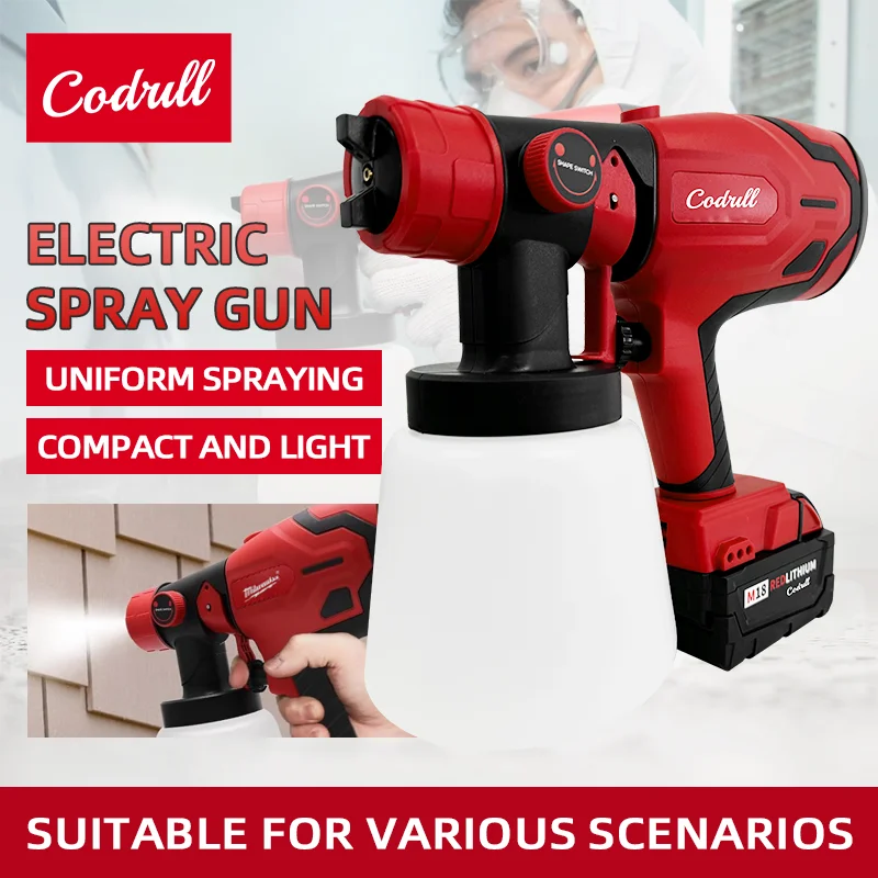 For Milwaukee 18V Battery Electric Spray Gun High Power Atomization Adjustable Shape 800ML Compact Paint Sprayer Airbrush Tool