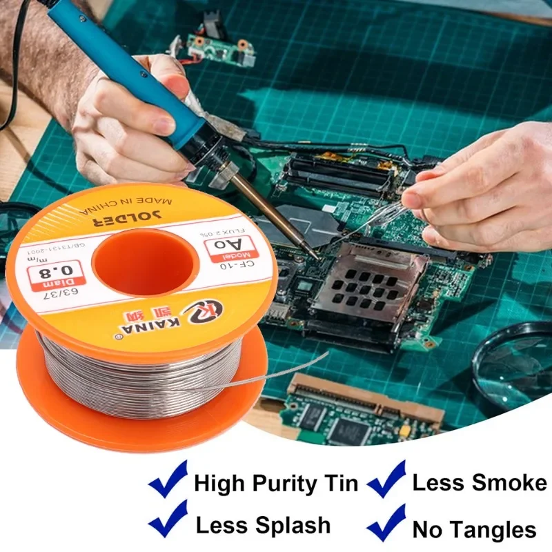 50/100g 0.5mm-2mm No-clean Rosin Core Solder Tin Wire Reel 63/37 CF-10  With 2% Flux And Low Melting Point For Electric DIY Weld