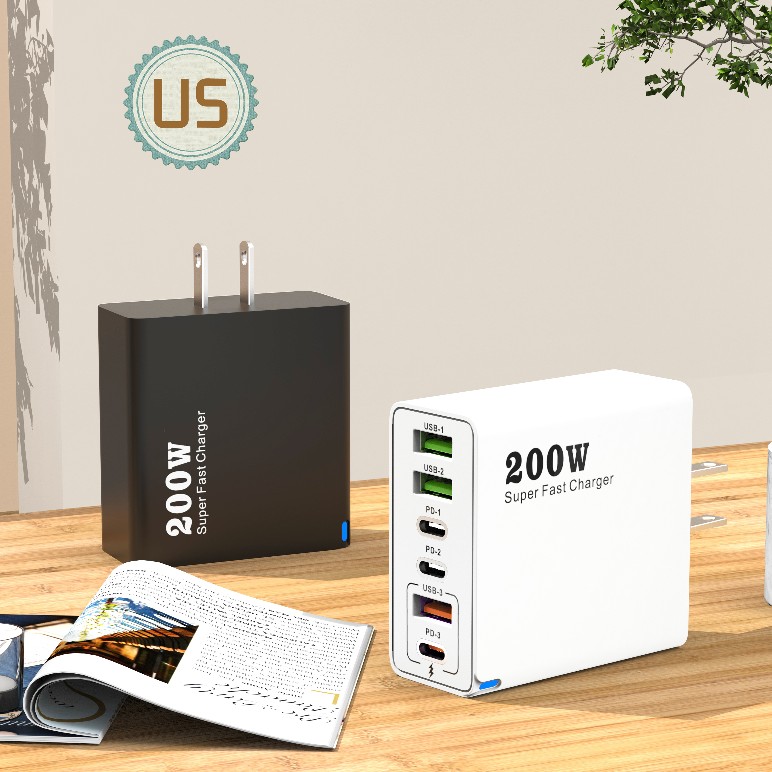 6 Ports USB C PD Ladegerät Quick Charge 3.0 Typ C USB Telefon Ladegeräte Super Schnelle Lade Adapter Für iPhone Samsung Xiaomi