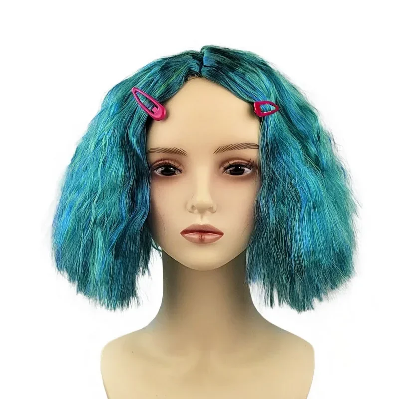 かわいいインサイドアウトジョイコスプレインサイドアウト 2 ジョイ嫌悪悲しみ髪ショートレイヤー偽のヘアエクステンション男性女性パーティーウィッグ
