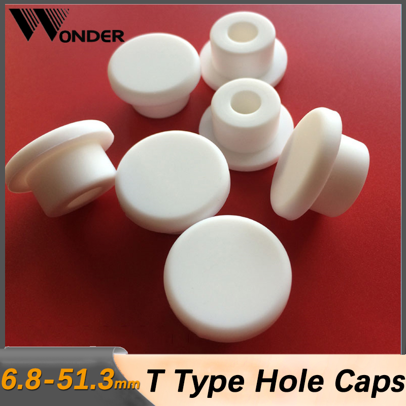 Tampa de vedação de borracha de silicone branca, tampa de extremidade oca, tipo t, rolha à prova de poeira, inserções de tubo 6.8-51.3mm