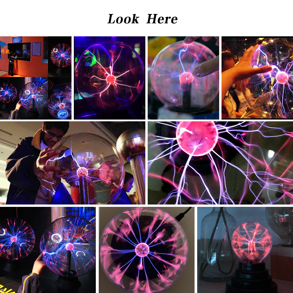 Novidade LED Plasma Ball Nightlight para Crianças, Novidade LED Night Light, Cristal Mágico, USB, 3 em, 5V Bateria, Aniversário e Decoração de Natal