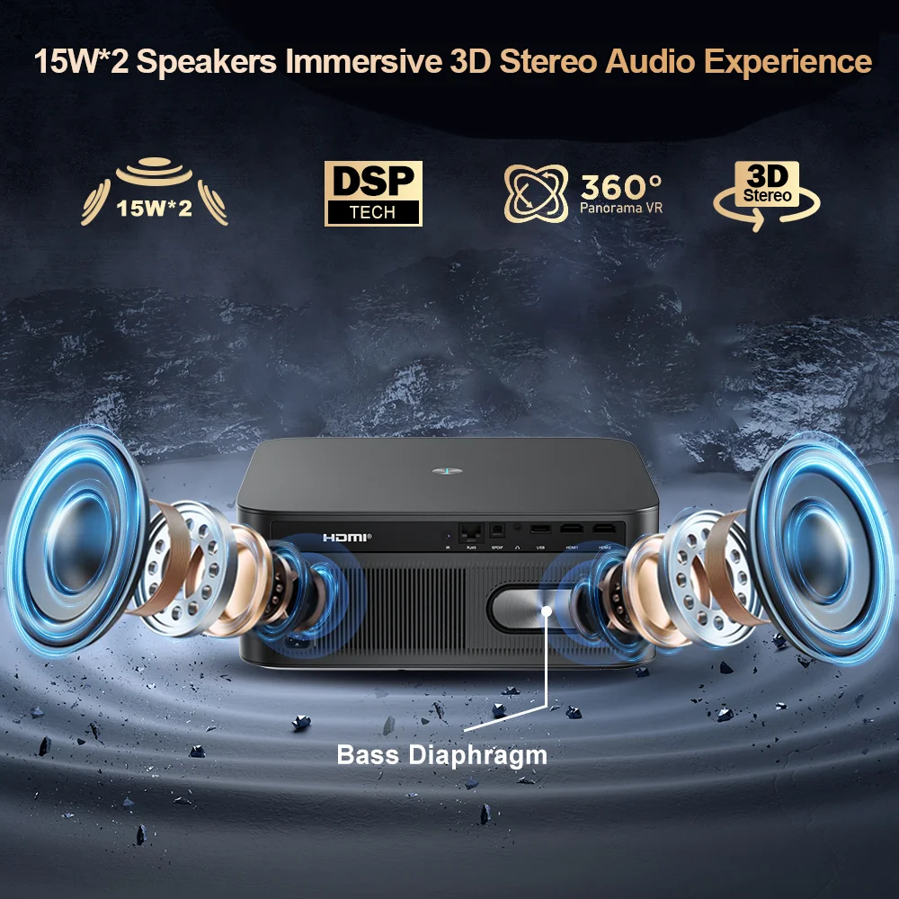 ThundeaL TD98Pro Proiettore portatile 2K 4K Full HD Movie Gaming TD98 Pro 2G 32G Video Home Theater WiFi Proiettore a fascio Android proiettore proiettore 4k mini proiettore videoproiettore proiettore 4k android