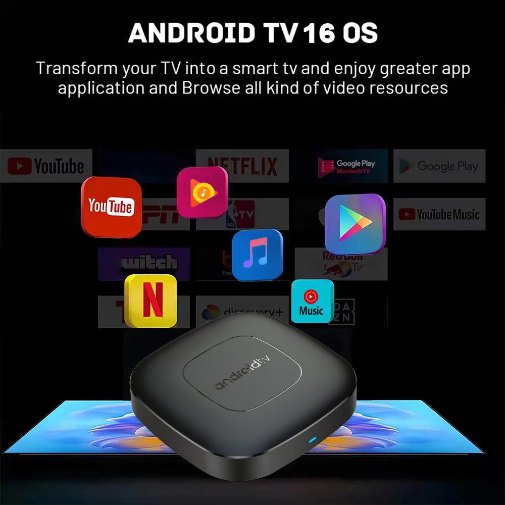 Android16 Smart Home Theatre TV Box AllwinnerH313 Asistente de Google Netflix Streaming Bluetooth reproductor multimedia 2G16G 2.4G5G Wifi T1
