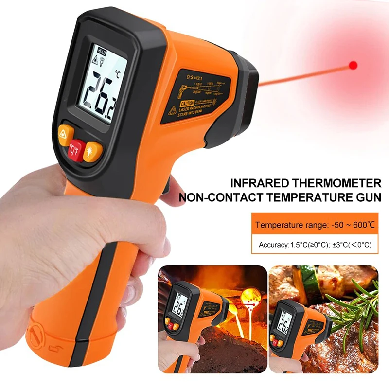 -50~600°C High Precision Digital Infrared Thermometer Laser Temperature Meter Non-contact Pyrometer Gun IR Sensor Termometro