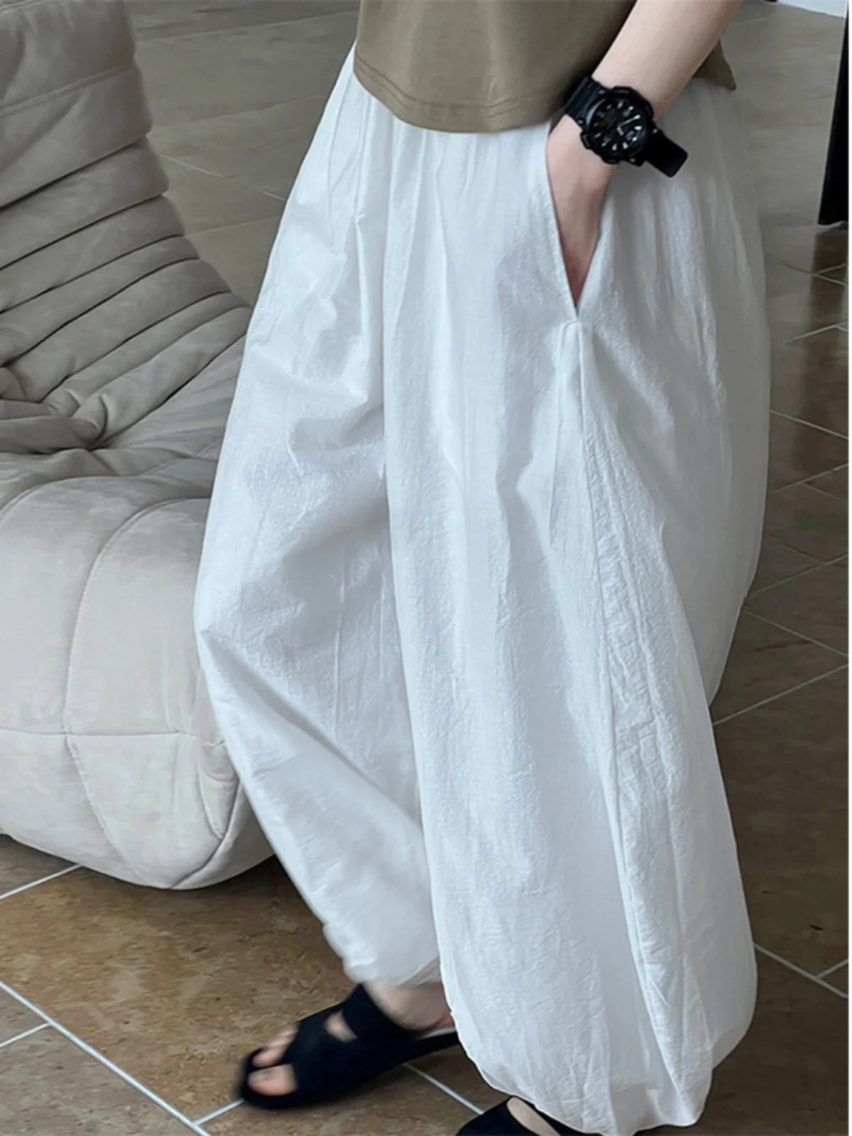 Calças Lanternas Largas para Mulheres Plus Size, Estilo Casual, Confortáveis e com Cintura l