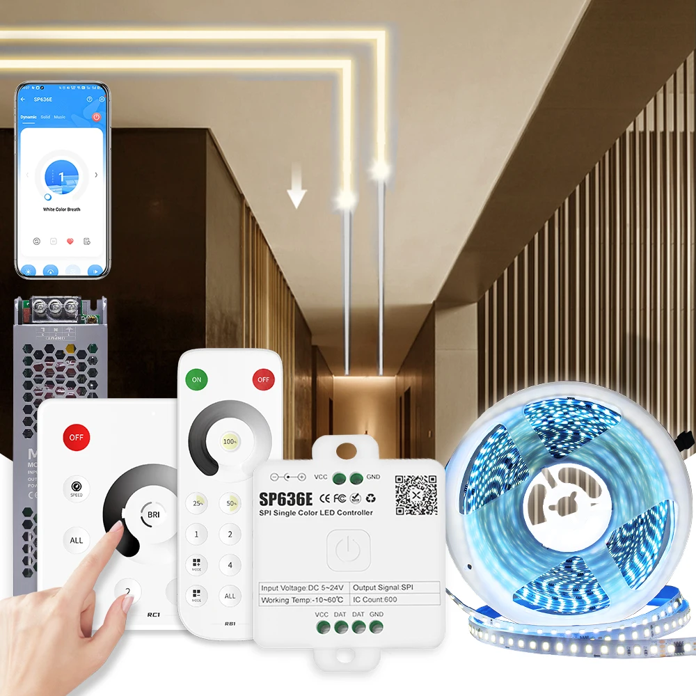 Tira de luces Led secuencial 24v 10M 15M 20M 2835 WS2811 cinta LED para correr con caballos cinta de agua corriente con controlador de aplicación RF SP636E