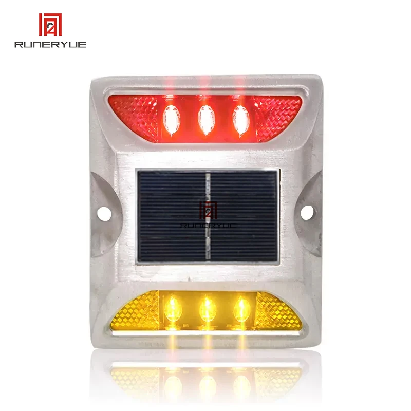 Bicolor Square High Brightness Ip68 Flashing or Always-on Traffic Marker Light Reflective Aluminum Led Cat Eye Solar Road Stud