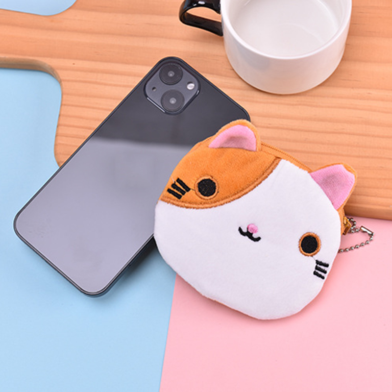 การ์ตูนแมวเหรียญกระเป๋าสตางค์Plushผู้หญิงแฟชั่นซิปMini Keyเหรียญกระเป๋านักเรียนกระเป๋าเป้สะพายหลังแขวนกระเป๋ากระเป๋าสตางค์