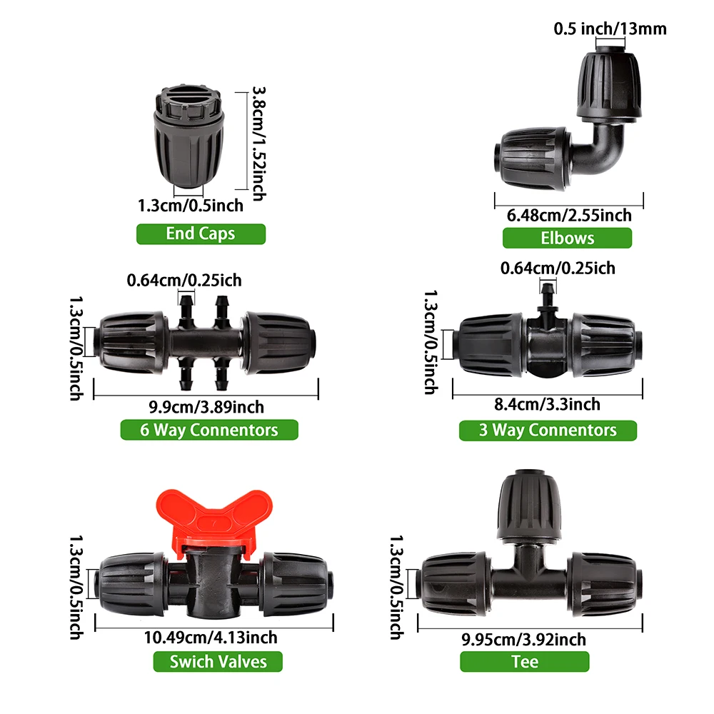 5Pcs 16mm 1/2'' PE Pipe Connector Splitter Tee Coupling Threaded Lock to 4/7mm Hose Garden Watering Drip Irrigation