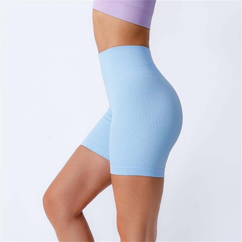 Ladies Sportswear for Indoor Outdoor Wear, High Stretch Seamless Short Yoga Leggings, Women's Solid High Waist Sports Shorts