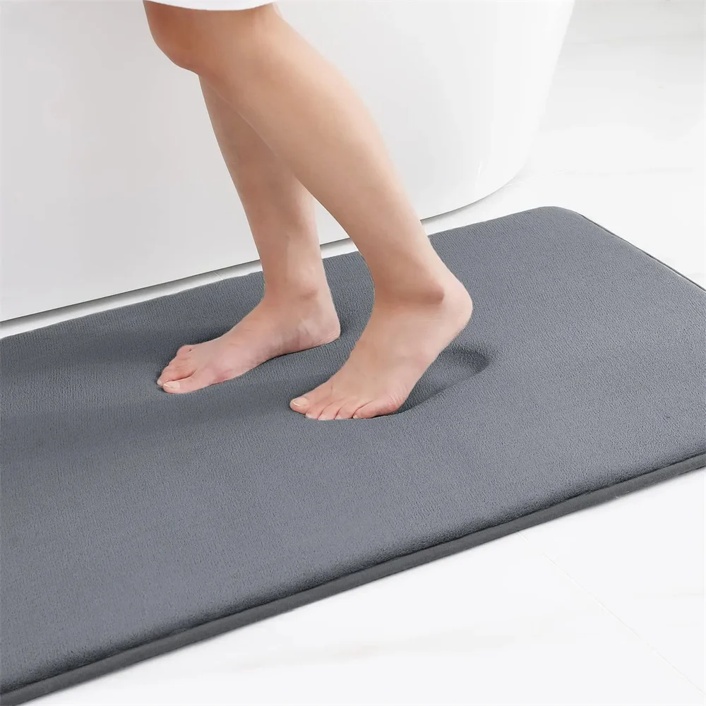 Olanly-alfombrilla de baño de silicona antideslizante para ducha, alfombra de espuma viscoelástica, alfombrilla suave para pies, suelo de piedra, alfombra súper absorbente de secado rápido