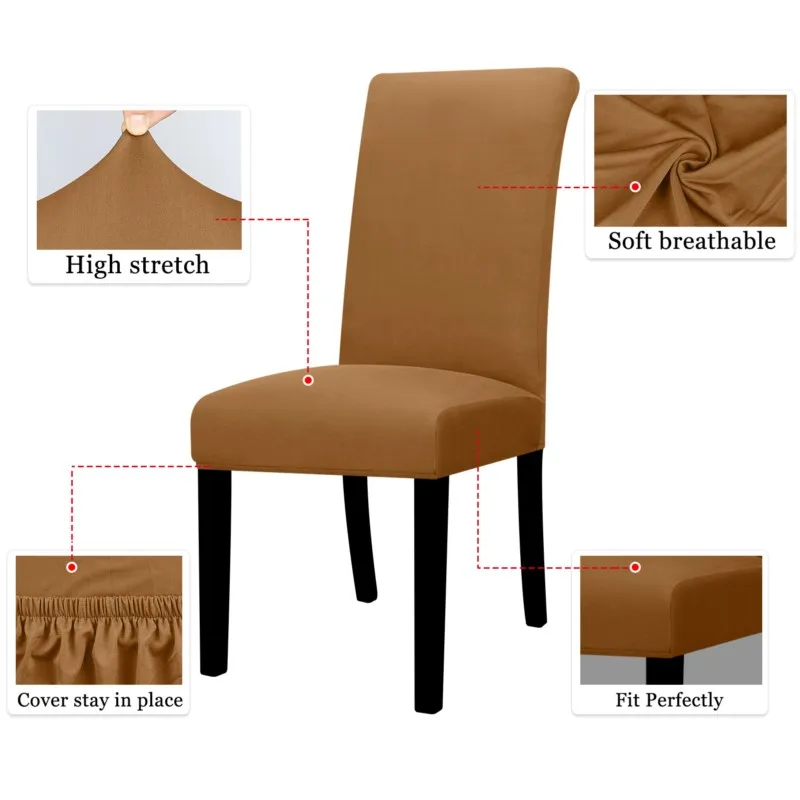 Funda elástica para silla, fundas elásticas de LICRA ajustables de Color sólido, fundas para asientos de sillas, cocina, comedor, banquete de boda, hogar