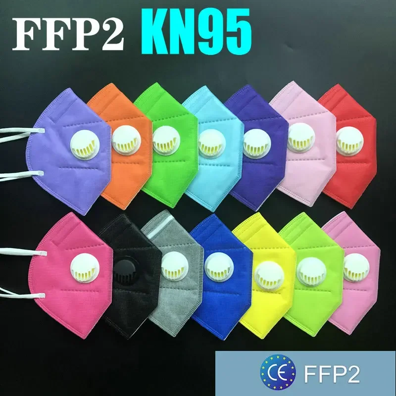 12 цветов FFP2 маска KN95 с клапаном 5-слойная черная ткань для взрослых Mascarillas защитная маска для лица фильтр респиратор маска