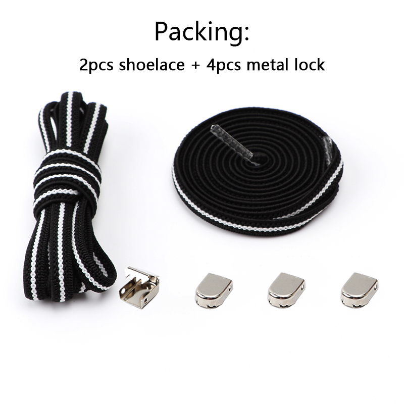 1 Paar Geen Stropdas Schoenveters Metalen Gespen Elastisch Voor Sneakers One Size Fits Alle Volwassen Kinderen Quick Veters Lui Sport rubberen Shoestrings