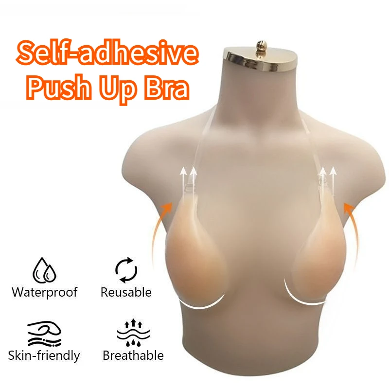 Silikon-Kontur-Push-Up-BH, trägerlos, Anti-Durchhängen, nahtlos, unsichtbar, selbstklebend, Anti-Spill, klebrig, vergrößern, Brustverstärker, Neu
