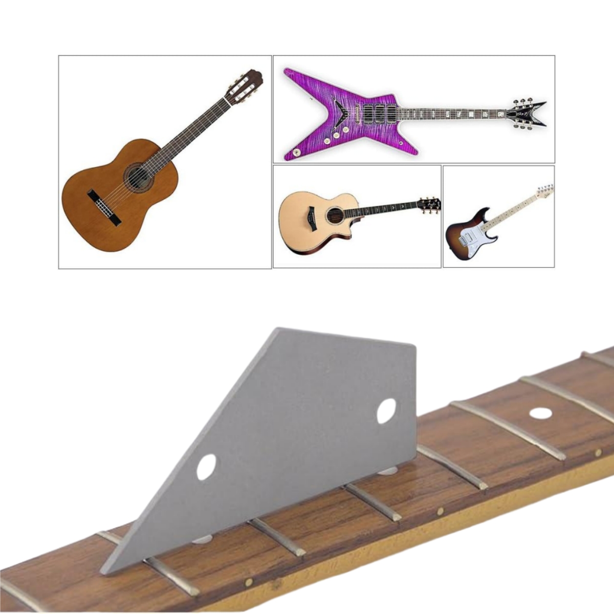 Miernik wysokości strun Miwayer, praktyczne narzędzie lutnicze do poziomowania, linijka do pomiaru wysokości strun, narzędzia lutnicze