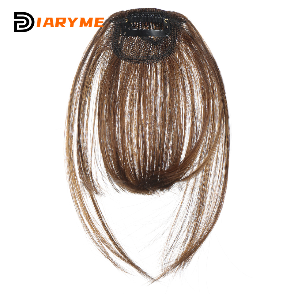 Clip recto en flequillo de fibra sintética, flequillo de aire negro marrón claro, extensión de cabello, flequillo de cabello Natural para mujeres, flequillo falso