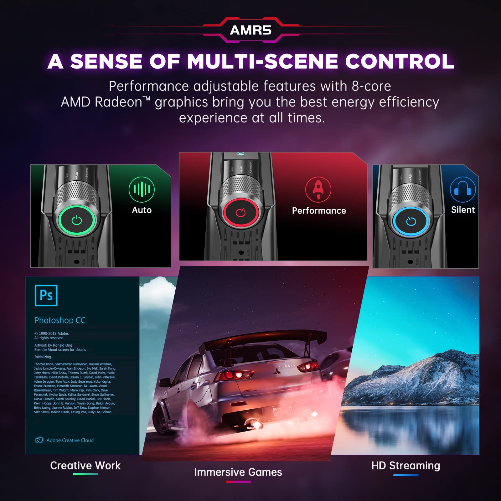 ACEMAGIC AMR5 Mini PC Gaming AMD Ryzen 7 5700U RAM 16/32GB DDR4 512GB/1TB SSD Gamer Computer RGB Controllo della luce WiFi6 BT5.2