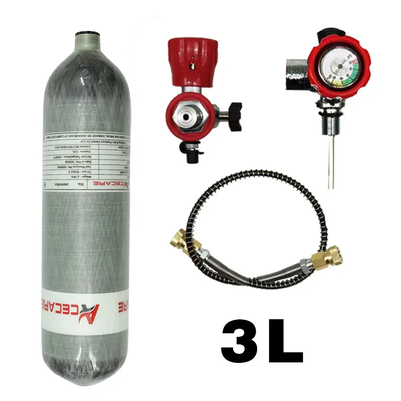 ACECARE 4500psi 300Bar 3L Carbon Faser Zylinder Hochdruck Füllstation Tank Regler Gauge Scuba Tauchen Gewinde M18 * 1,5