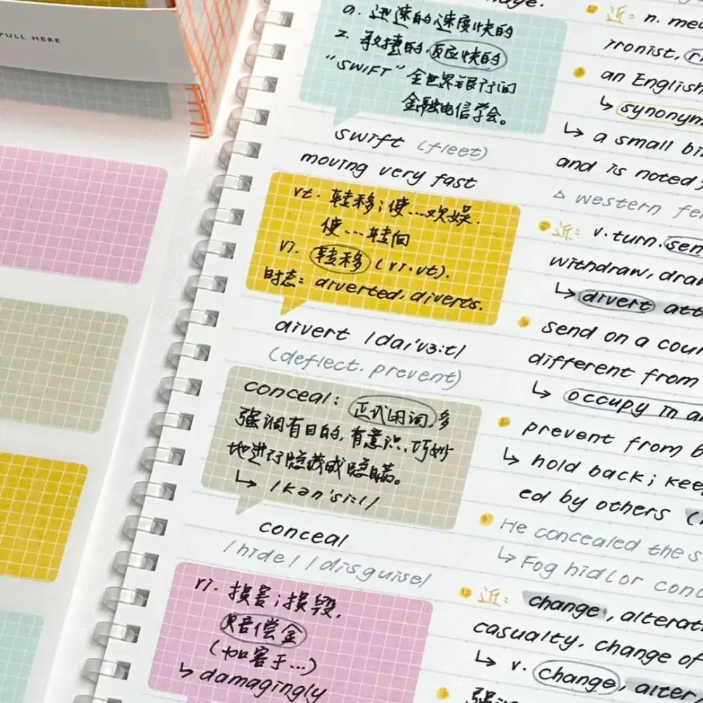 100PCS/Set Pull-out Memo Pad Creative Sticky Note Full Adhesive Labels Stickers DIY Scrapbook Sticker Student Tearable Notepad