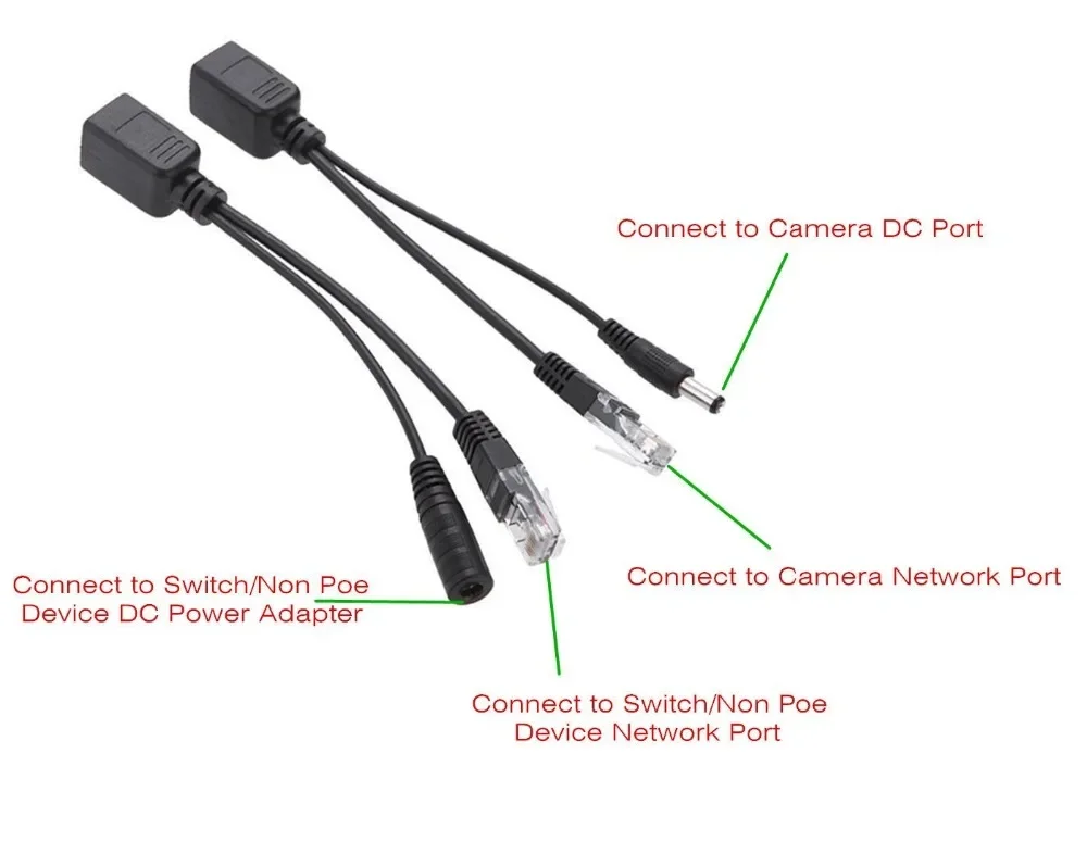1/3/5/10 Para POE Kabel pasywny Power Over Ethernet Adapter Kabel POE Splitter Injector Moduł zasilania 12v do kamery IP