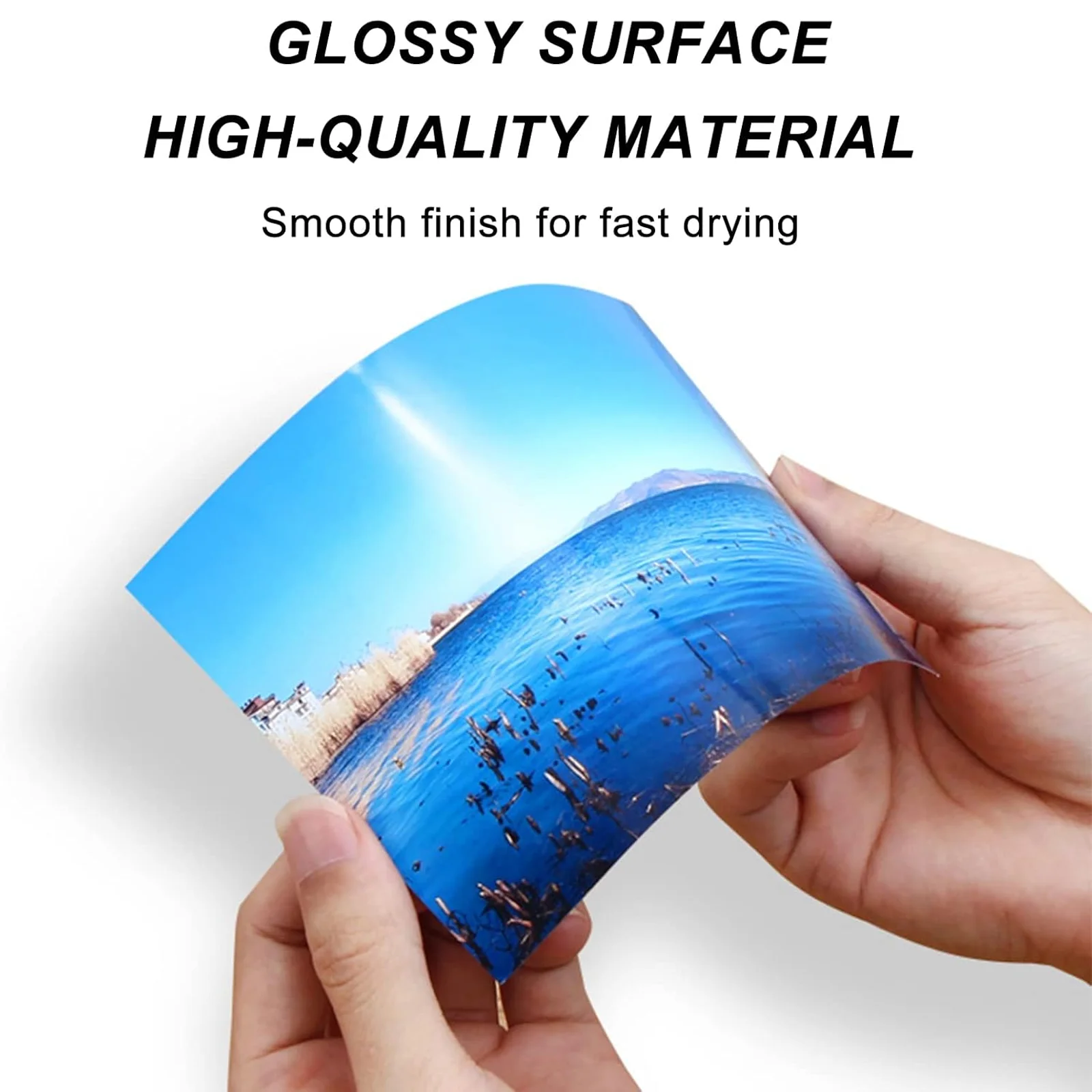 HUSPER 4R Glossy Adhesive Photo Paper 100 Sheets 135gsm 4x6 Inch 36lb Inkjet Sticker Paper for Printing