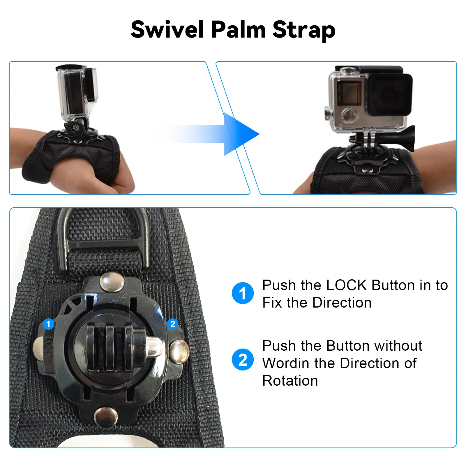 360° Rotation Hand Strap Mount For GoPro Hero 12 11 10 9 8 7 6 5 Hand Glove Wrist Strap Mount For SJCAM Insta360 X2 X3 DJI Osmo