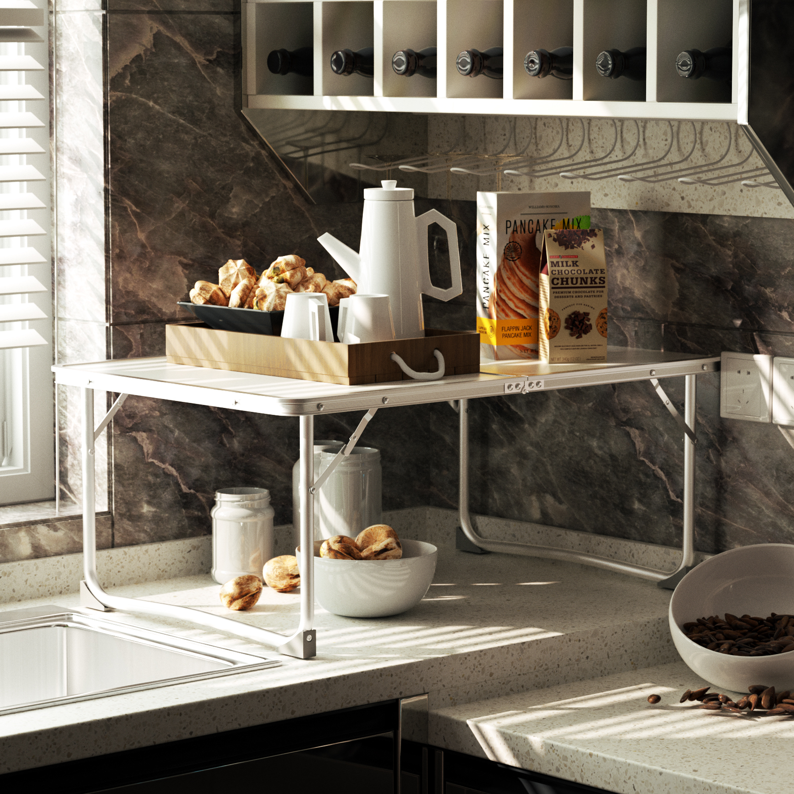 Small Folding Picnic Camping Table, Aluminium Lightweight Foldable Outdoor Garden Backyards BBQ Portable Table,60x40x26cm Table