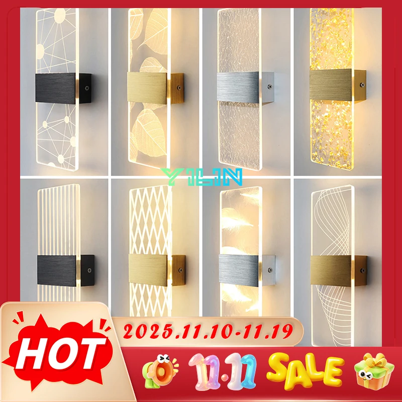 Indoor Acrylic Wall Lamp 6W Modern LED Wall Light Nordic Sconce Lamps Balcony Aisle Bedside Lights For Home Decoration AC85-265V