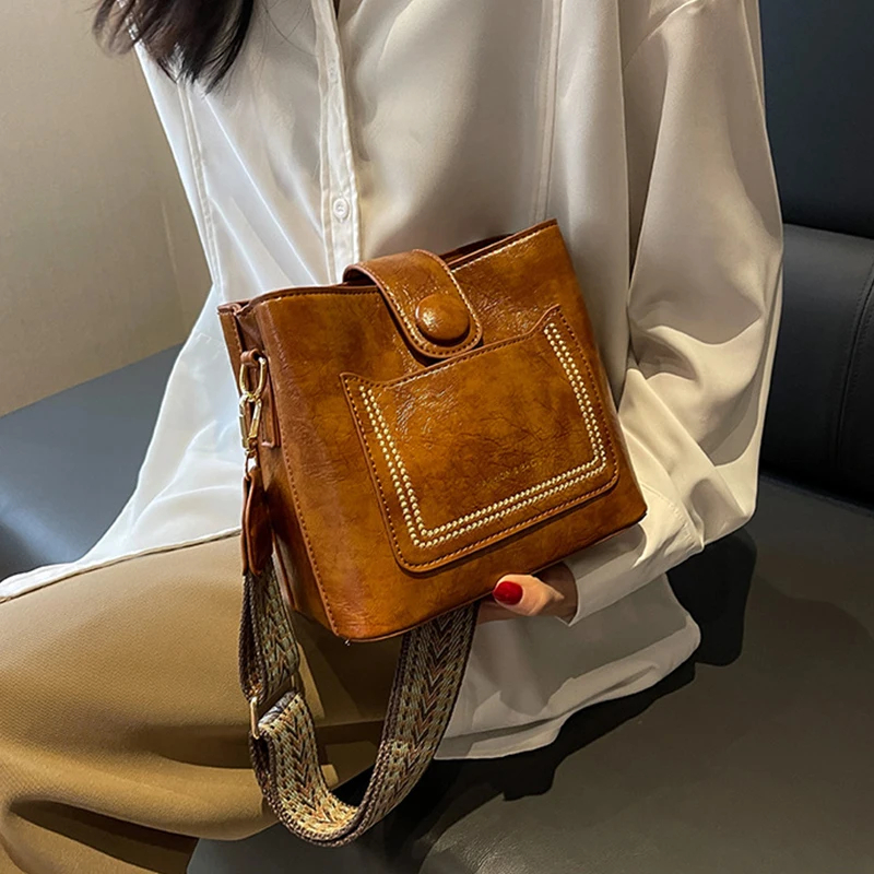 Bolso cruzado de gran capacidad para mujer, bandolera de hombro portátil, informal, a la moda
