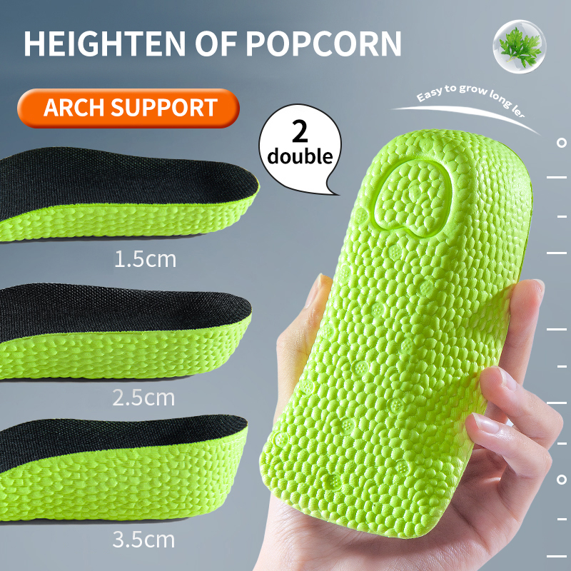1 paire de semelles intérieures pour augmenter la hauteur pour hommes et femmes, chaussures pieds plats, Support de voûte plantaire, baskets, rehausseur de talon, demi-coussinets de chaussures