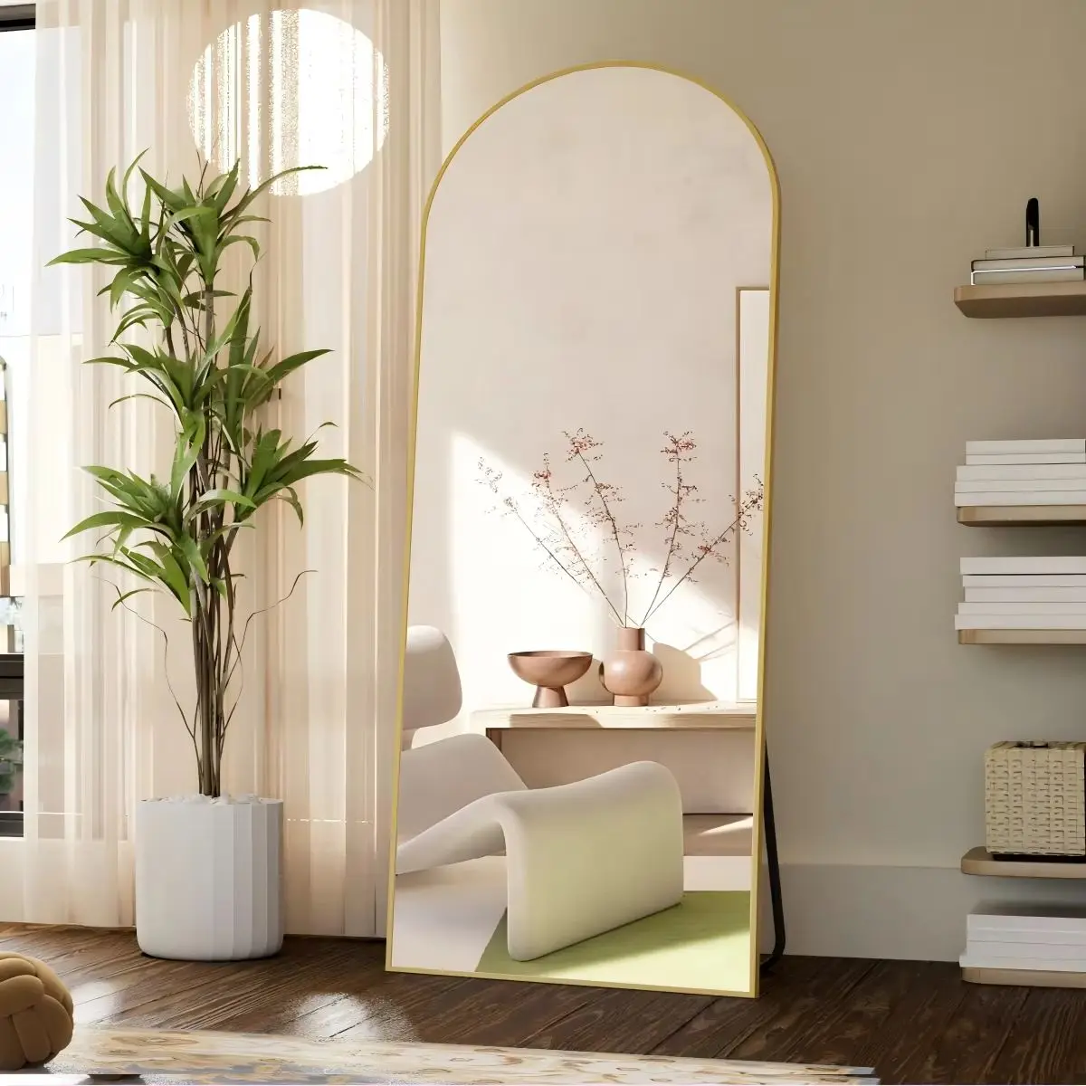 BEAUTYPEAK Arched Full Length Mirror, 71"x26" Full Body Floor Mirror Standing Hanging or Leaning Wall, Full Body Mirror Standing