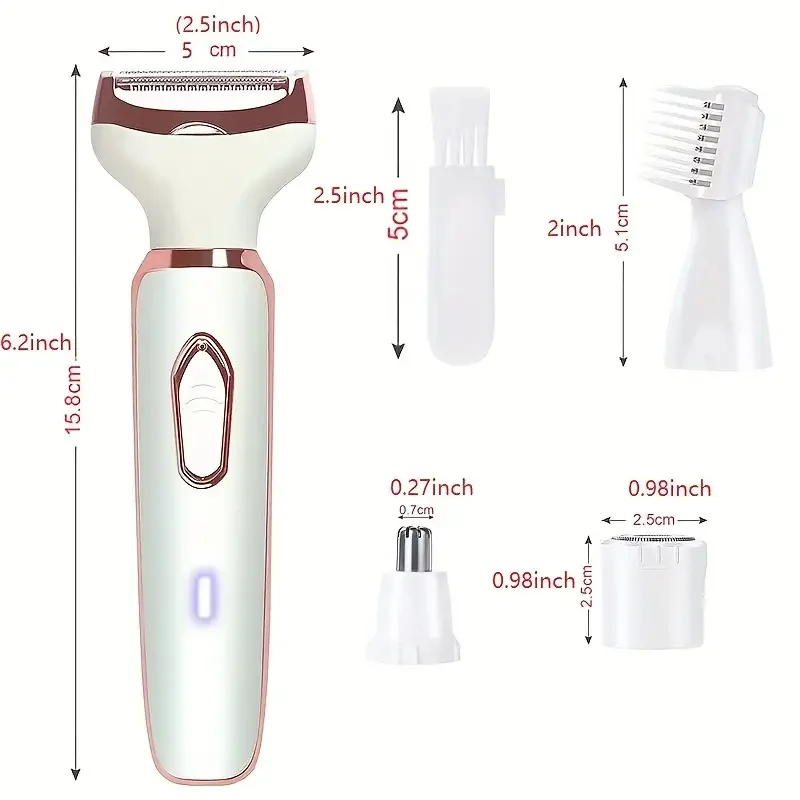 เครื่องโกนหนวดไฟฟ้า4ใน1สำหรับผู้หญิงเครื่องเล็มขนทั้งร่างกายเครื่องกำจัดขนที่แขนรักแร้ส่วนตัวเครื่องกำจัดขนแบบแห้งและเปียกไม่เจ็บ