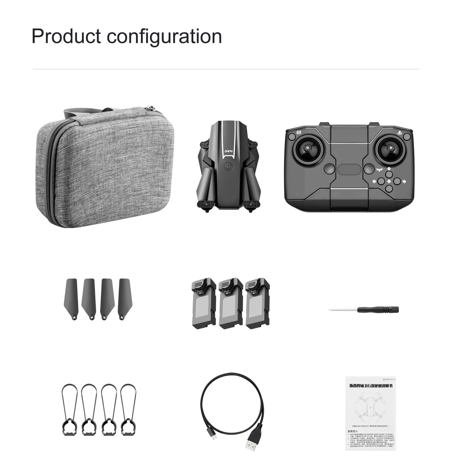S65 RC-Drohne mit Kamera, 4K-Kamera, RC-Quadcopter mit Funktion, Flugbahn, Fluggesteuerung, Aufbewahrungstasche, Paket 3 Akkus