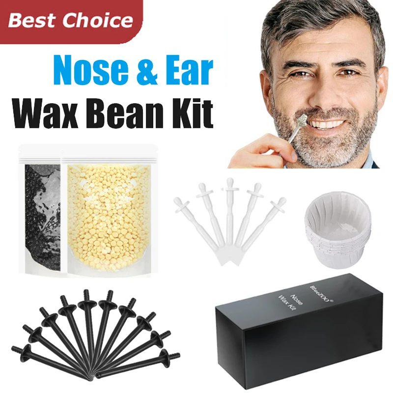 Cera beankit di cera per naso indolore portatile per uomini e donne Set di cera per la depilazione del naso Kit di depilazione per naso e orecchie senza carta