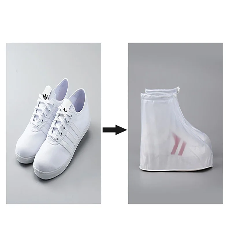1 paire de couvre-chaussures imperméables antidérapants, semelle en silicone PVC, réutilisables, pour la pluie et la neige. Plusieurs tailles, unisexe, blanc