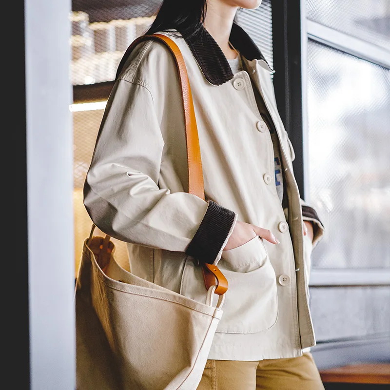 Maden Jaqueta feminina de outono com gola de veludo cotelê em amarelo gengibre e creme jaqueta oversize vintage estilo trabalho jaqueta de caça para mulheres