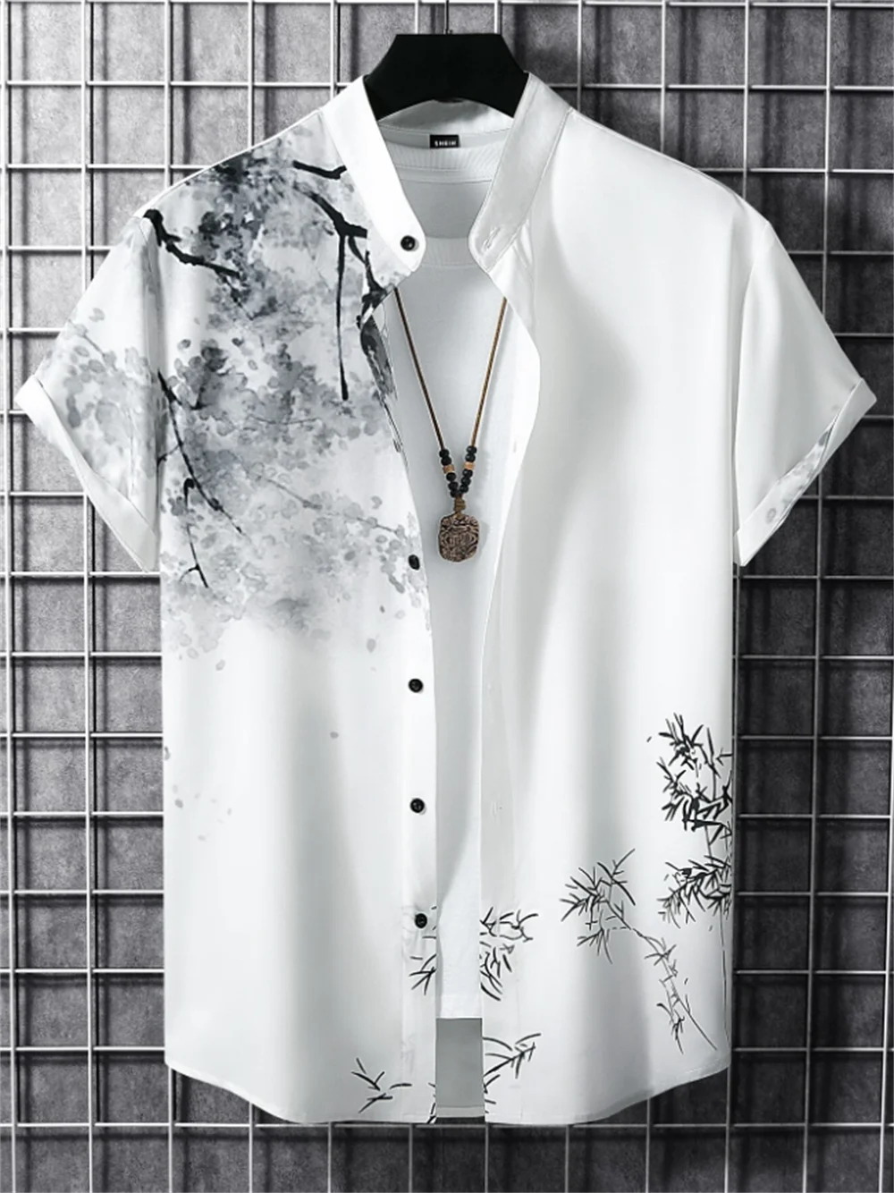 Men's plant-based shirt printed with high-definition patterns, soft and comfortable fabric, men's clothing