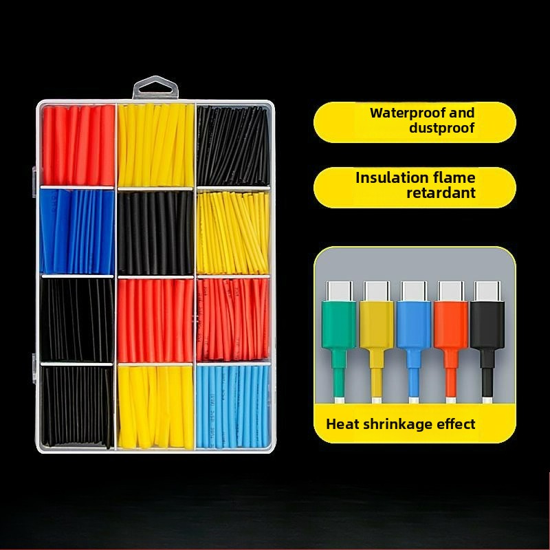 Schrumpfschlauch, hitzebeständiger Schlauch, Schrumpfverpackungsset, Kabel, Isolierhülle, 100–750 Stück