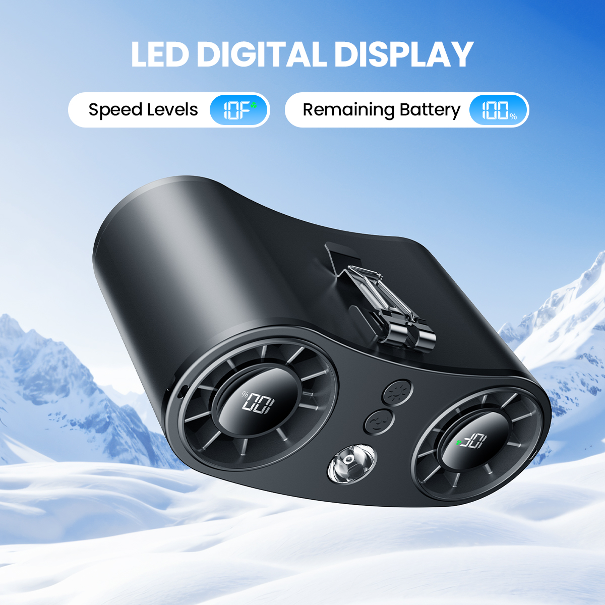 Портативный поясной вентилятор coldSky, обновленный, 10 скоростей, персональный вентилятор, 20000 мАч, перезаряжаемые настольные вентиляторы со светодиодным дисплеем для работы на открытом воздухе