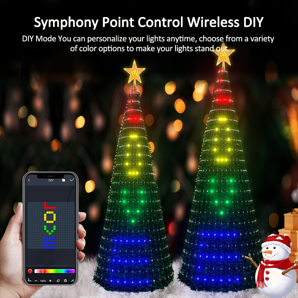 WS2812B Weihnachtsbaum Topper Lichter Mehrfarbige Fee LED Stern String Wasserfall Weihnachten APP Bluetooth Haus Hof Urlaub Dekor DC5V