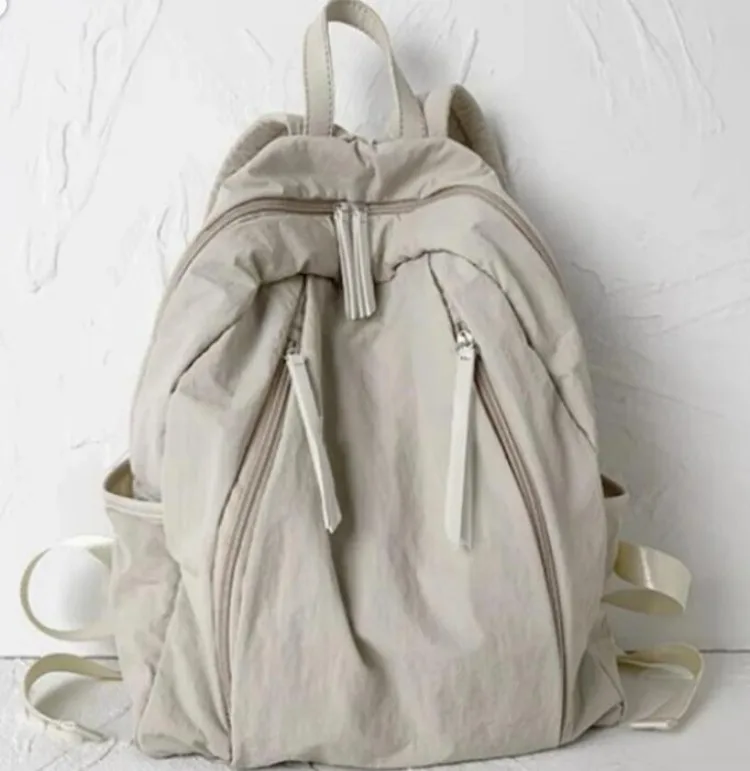Japanese Korean Vintage Solid Simple Schoolbag Women Students All Match Casual Handbags Streetwear Grunge Backpack Y2k Aesthetic